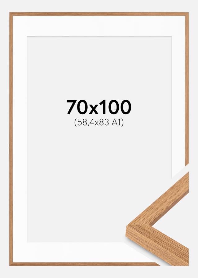 Ram med passepartou Fotolijst Modern Teak 70x100 cm - Passe-partout Wit 59,4x84 cm