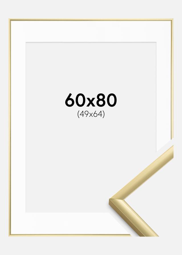 Ram med passepartou Fotolijst New Lifestyle Goud 60x80 cm - Passe-partout Wit 50x65 cm