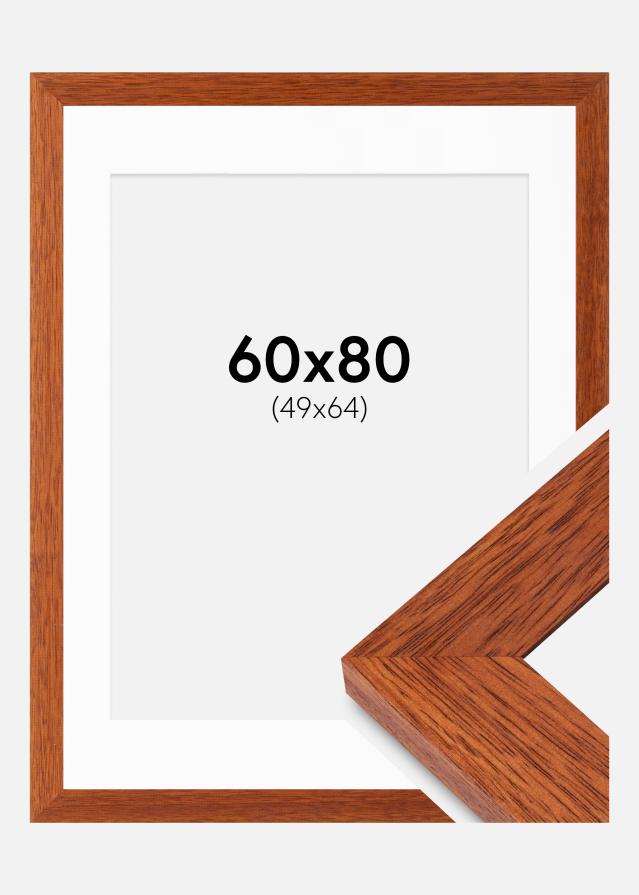 Ram med passepartou Fotolijst Juno Kers 60x80 cm - Passe-partout Wit 50x65 cm