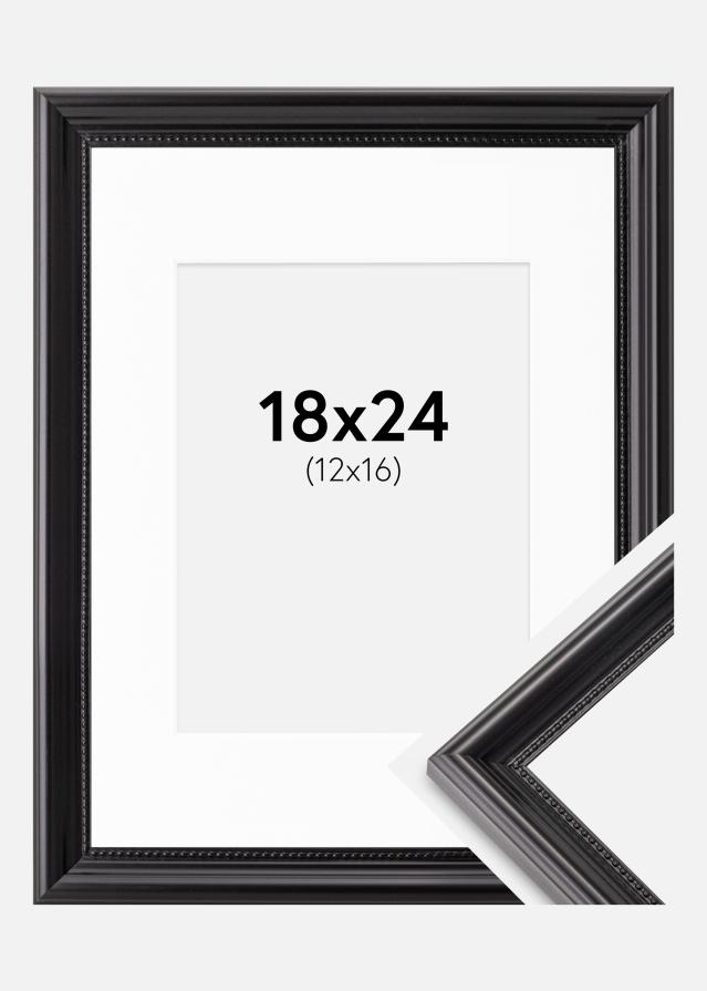 Ram med passepartou Fotolijst Gala Zwart 18x24 cm - Passe-partout Wit 13x17 cm