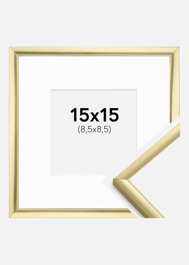 Ram med passepartou Fotolijst New Lifestyle Goud 15x15 cm - Passe-partout Wit 9x9 cm
