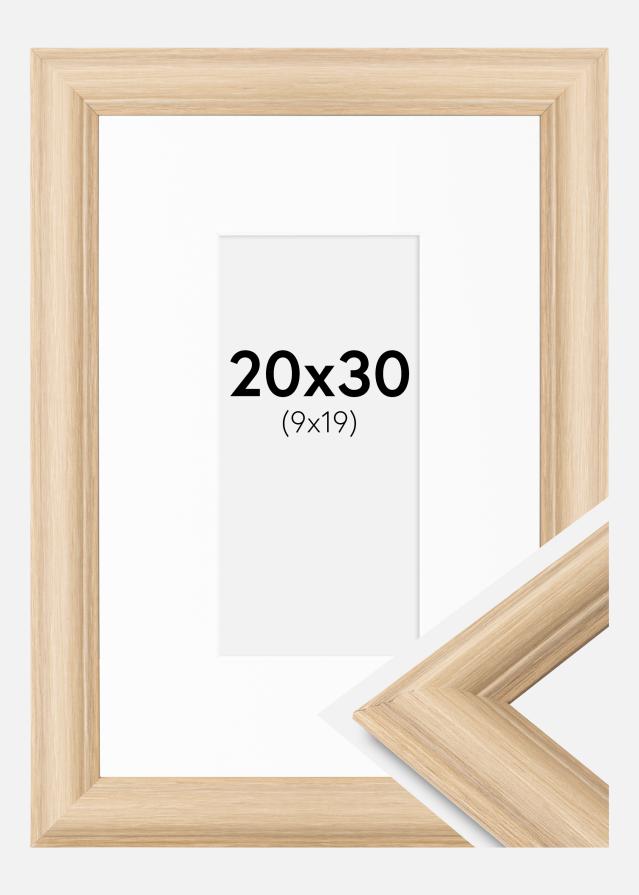 Ram med passepartou Fotolijst Västkusten Eikenhout 20x30 cm - Passe-partout Wit 10x20 cm