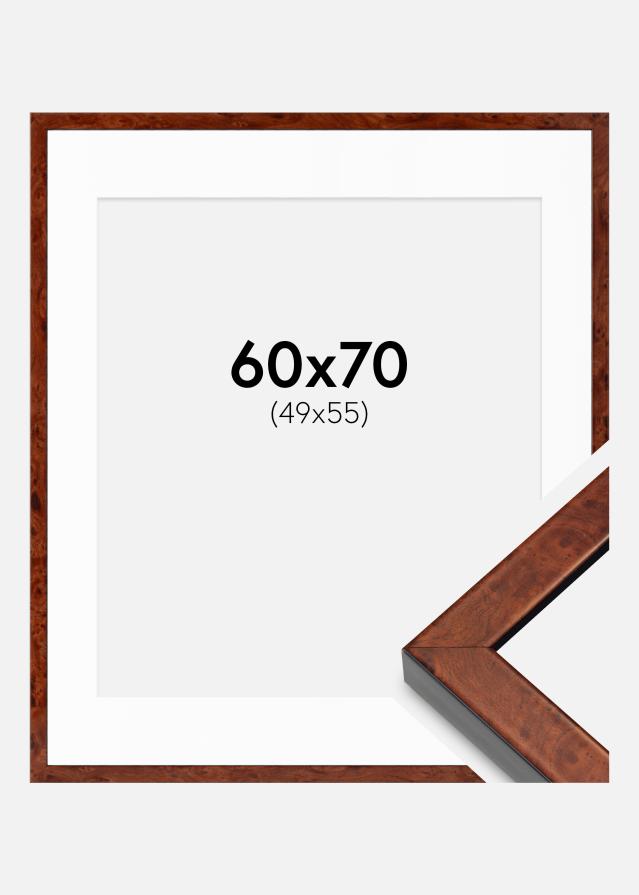 Ram med passepartou Fotolijst Hermes okkernoot 60x70 cm - Passe-partout Wit 50x56 cm