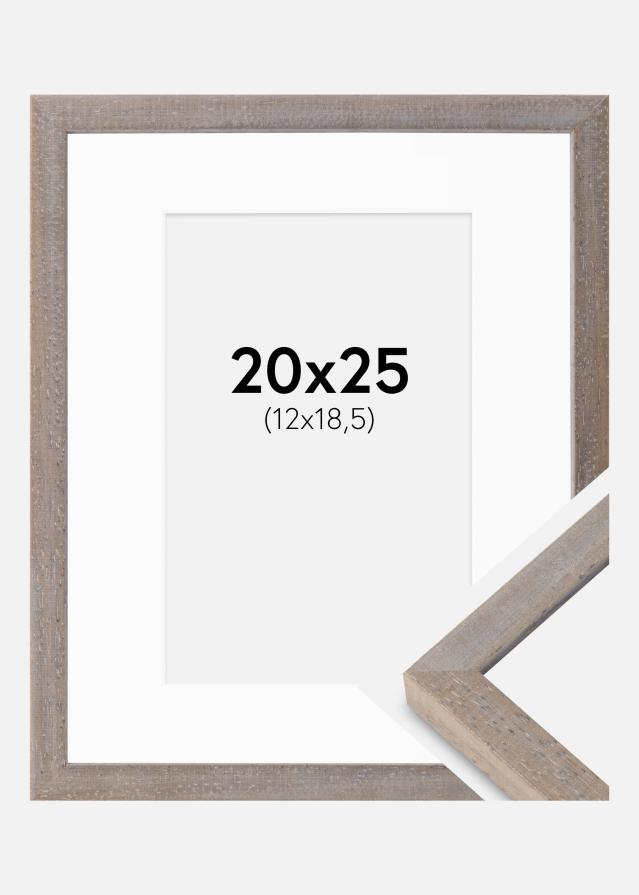 Ram med passepartou Fotolijst Ares Grijs 20x25 cm - Passe-partout Wit 13x19,5 cm