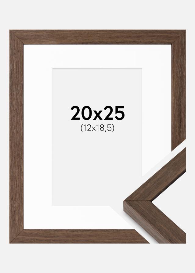 Ram med passepartou Fotolijst Hermes Okkernoot 20x25 cm - Passe-partout Wit 13x19,5 cm