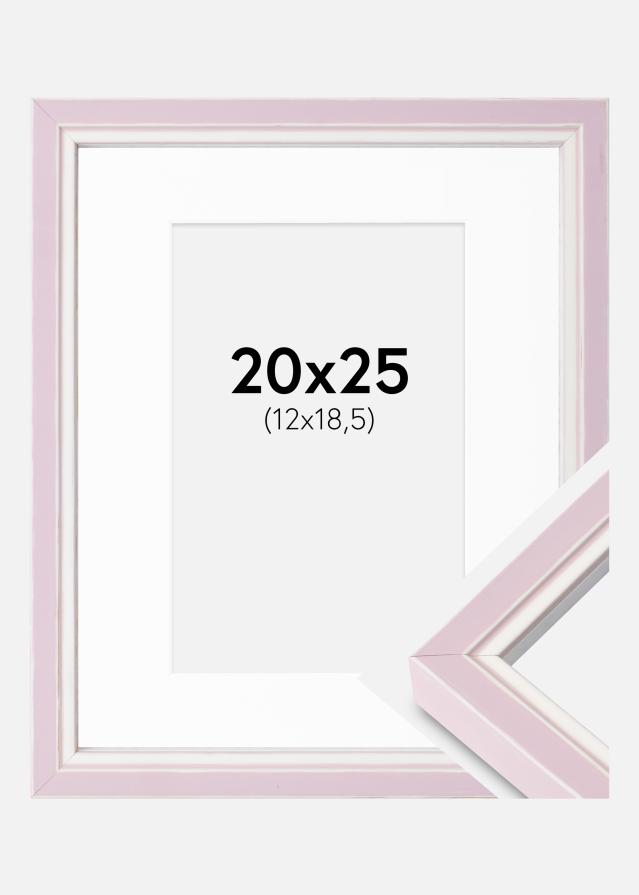 Ram med passepartou Fotolijst Diana Roze 20x25 cm - Passe-partout Wit 13x19,5 cm
