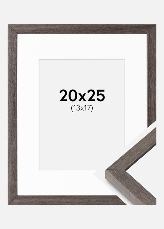 Ram med passepartou Fotolijst Ares Grijs Eik 20x25 cm - Passe-partout Wit 14x18 cm