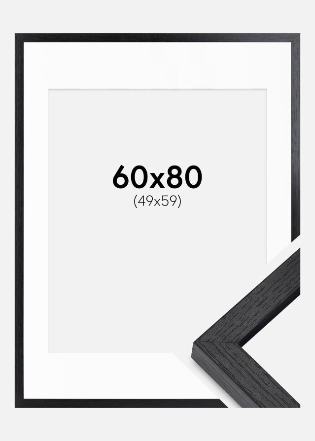 Ram med passepartou BGA Doos Fotolijst Zwart 60x80 cm - Passe-partout Wit 50x60 cm