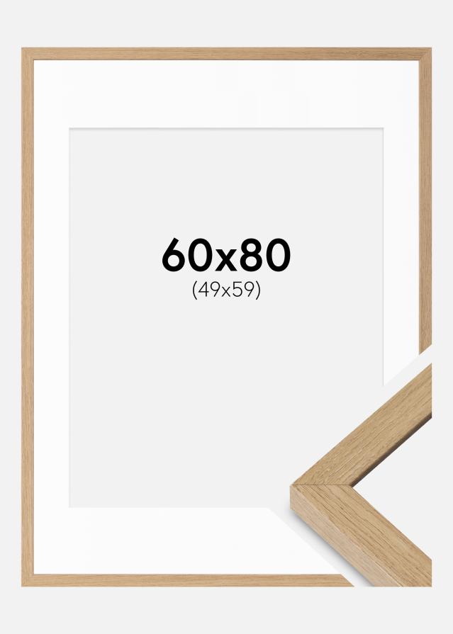Ram med passepartou Fotolijst Hermes natuurlijk Eik 60x80 cm - Passe-partout Wit 50x60 cm