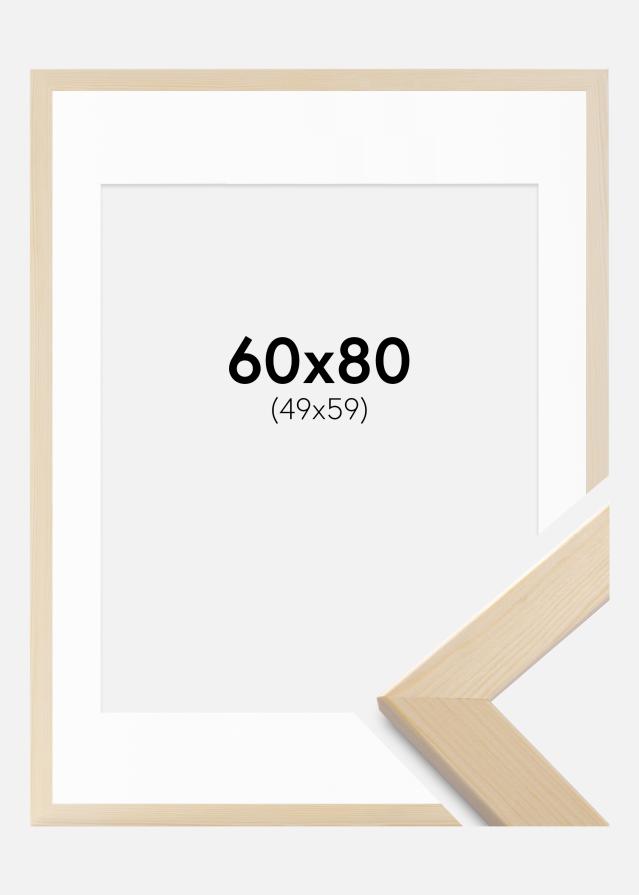 Ram med passepartou Fotolijst Trendline Natuur 60x80 cm - Passe-partout Wit 50x60 cm