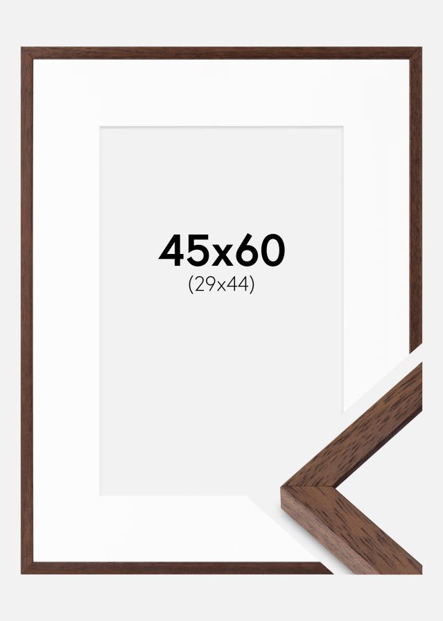 Ram med passepartou Fotolijst Ares Teak 45x60 cm - Passe-partout Wit 30x45 cm