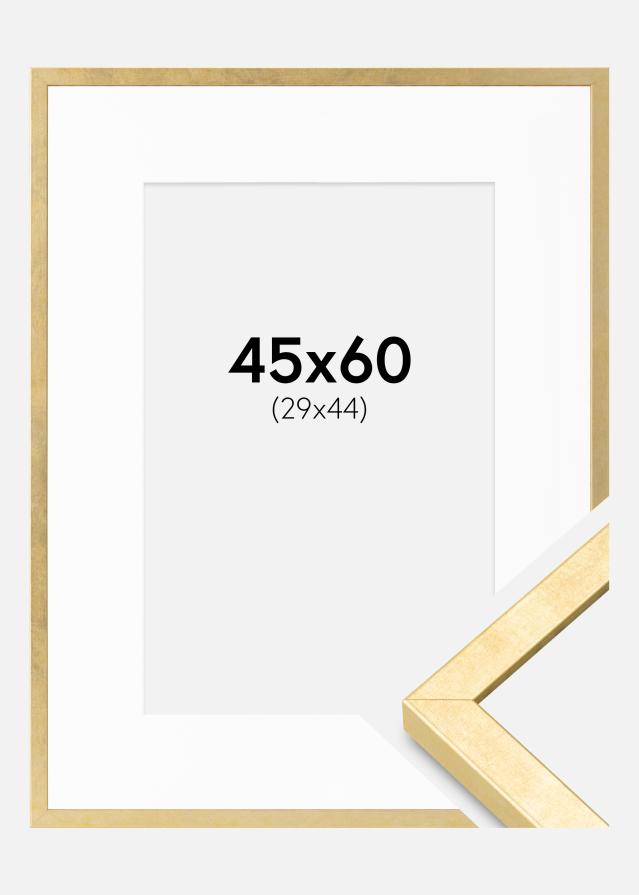 Ram med passepartou Fotolijst Ares Goud 45x60 cm - Passe-partout Wit 30x45 cm