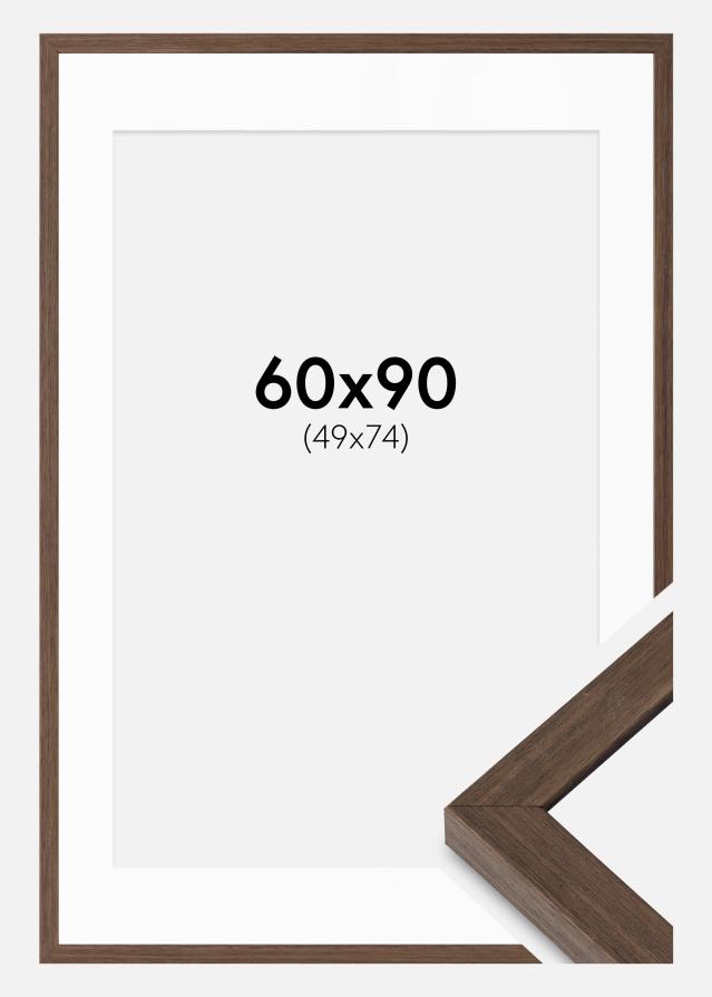 Ram med passepartou Fotolijst Hermes Okkernoot 60x90 cm - Passe-partout Wit 50x75 cm