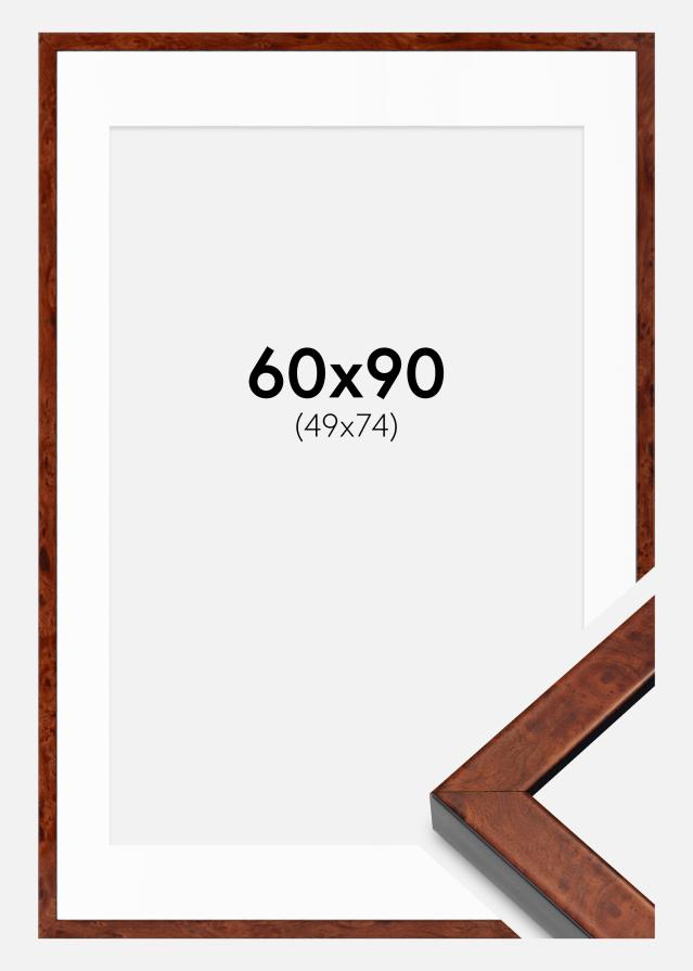 Ram med passepartou Fotolijst Hermes okkernoot 60x90 cm - Passe-partout Wit 50x75 cm