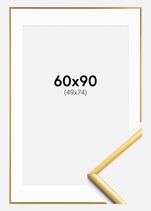 Ram med passepartou Fotolijst New Lifestyle Goud 60x90 cm - Passe-partout Wit 50x75 cm