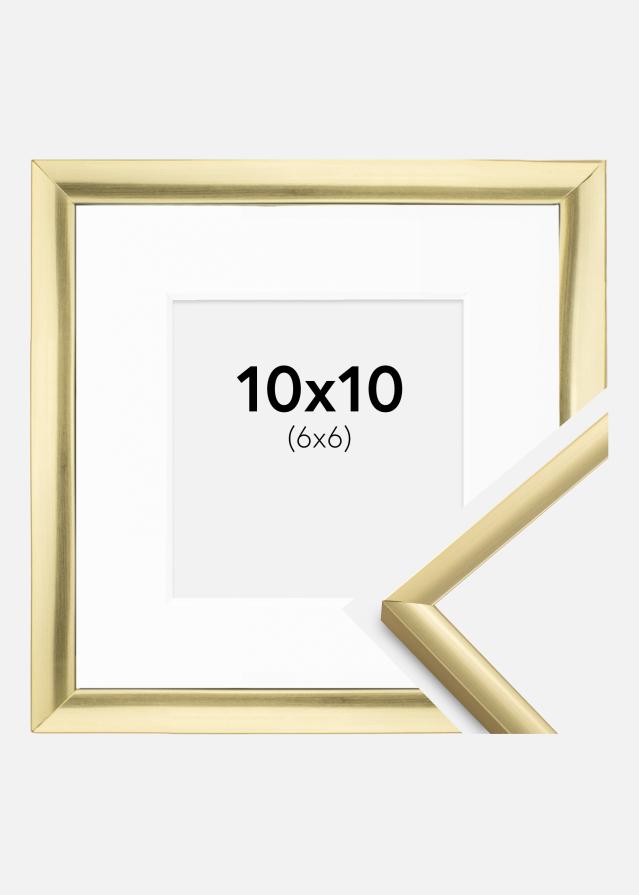 Ram med passepartou Fotolijst New Lifestyle Goud 10x10 cm - Passe-partout Wit 7x7 cm