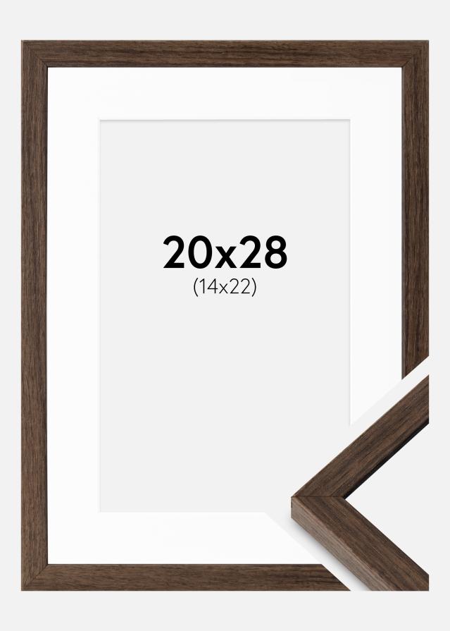 Ram med passepartou Fotolijst Ares Okkernoot 20x28 cm - Passe-partout Wit 15x23 cm
