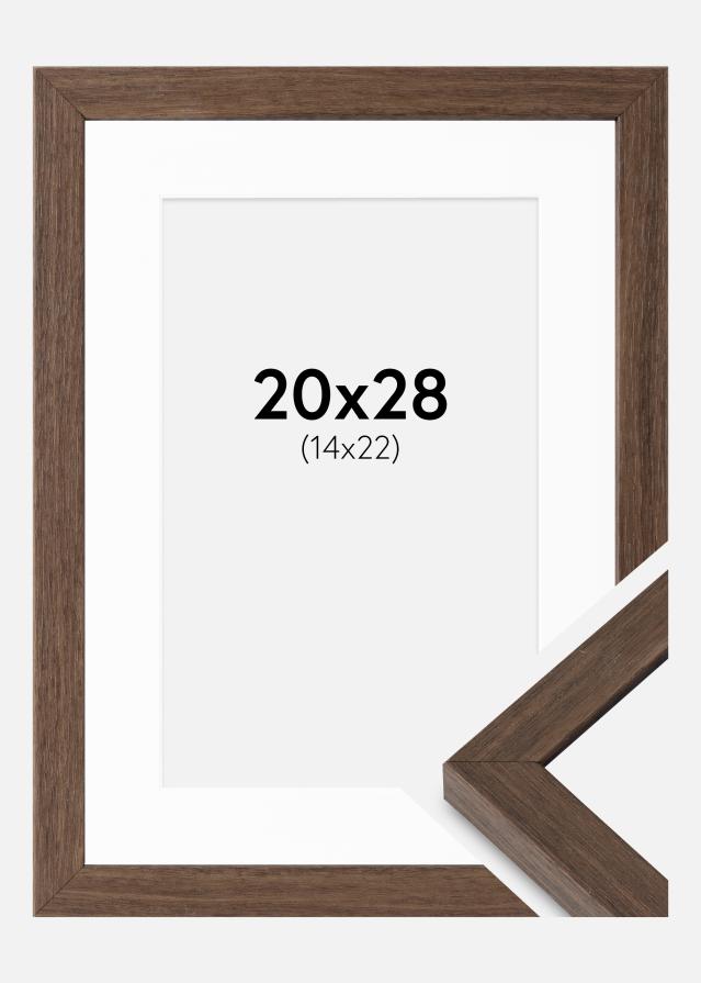 Ram med passepartou Fotolijst Hermes Okkernoot 20x28 cm - Passe-partout Wit 15x23 cm