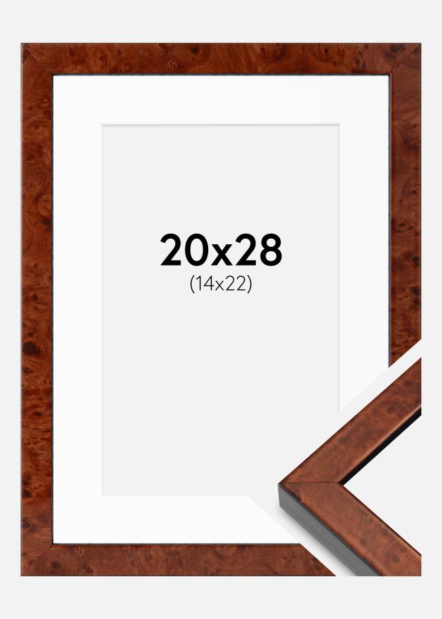 Ram med passepartou Fotolijst Hermes okkernoot 20x28 cm - Passe-partout Wit 15x23 cm