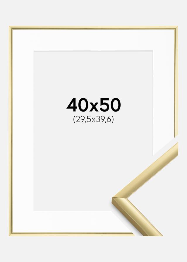 Ram med passepartou Fotolijst New Lifestyle Goud 40x50 cm - Passe-partout Wit 12x16 inches