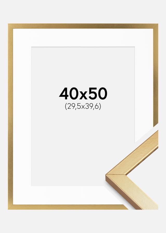 Ram med passepartou Fotolijst Minerva Goud 40x50 cm - Passe-partout Wit 12x16 inches