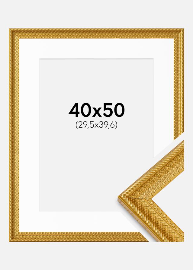 Ram med passepartou Fotolijst Lattice Goud 40x50 cm - Passe-partout Wit 12x16 inches
