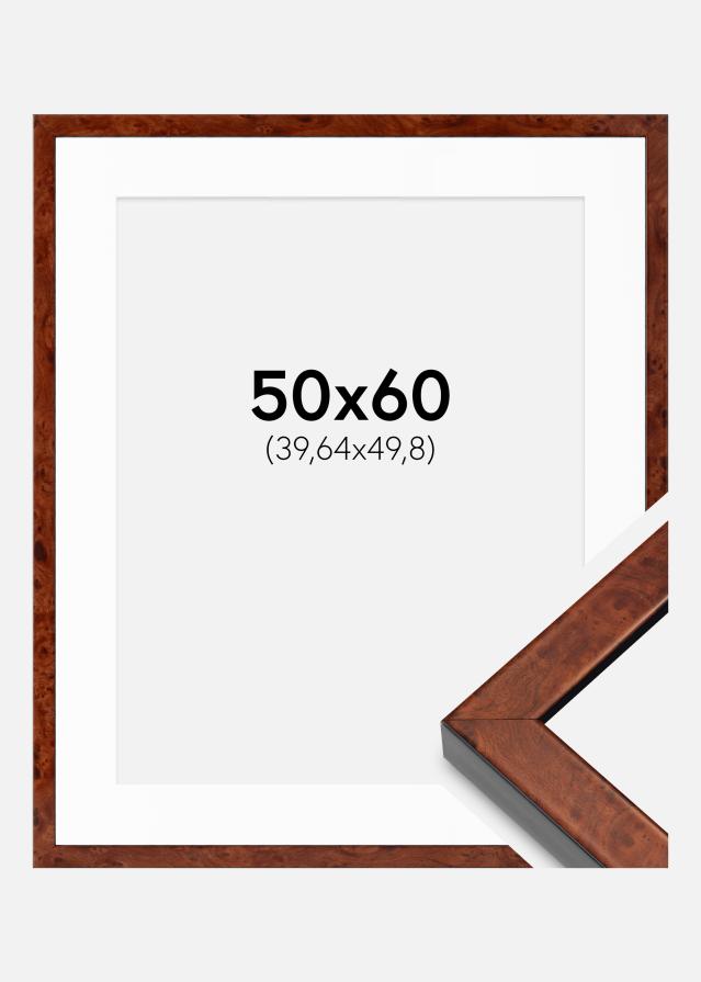 Ram med passepartou Fotolijst Hermes okkernoot 50x60 cm - Passe-partout Wit 16x20 inches