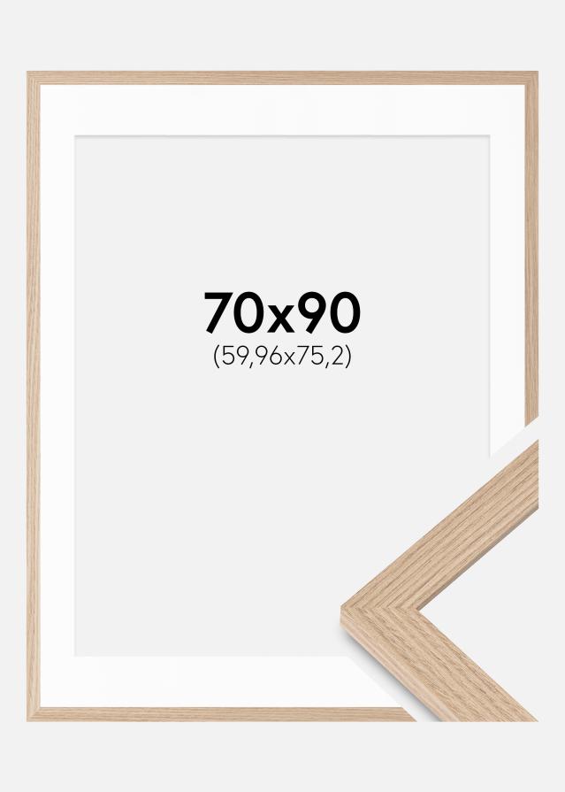Ram med passepartou Fotolijst BGA Classic Eik 70x90 cm - Passe-partout Wit 24x30 inches