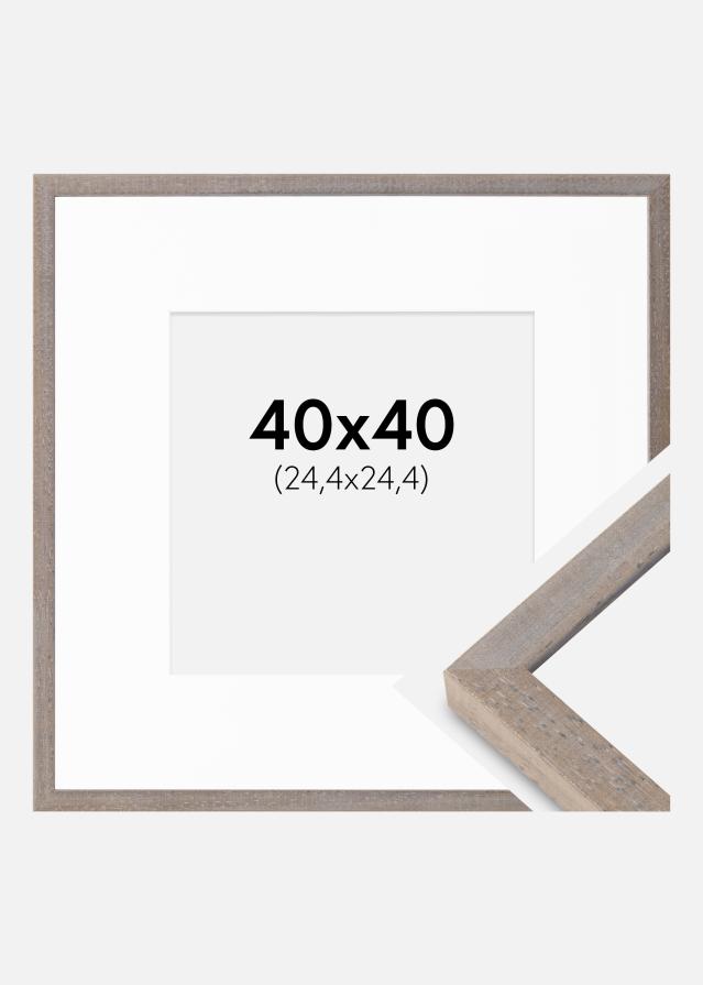 Ram med passepartou Fotolijst Ares Grijs 40x40 cm - Passe-partout Wit 10x10 inches