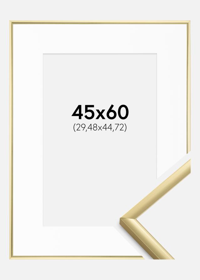 Ram med passepartou Fotolijst New Lifestyle Goud 45x60 cm - Passe-partout Wit 12x18 inches