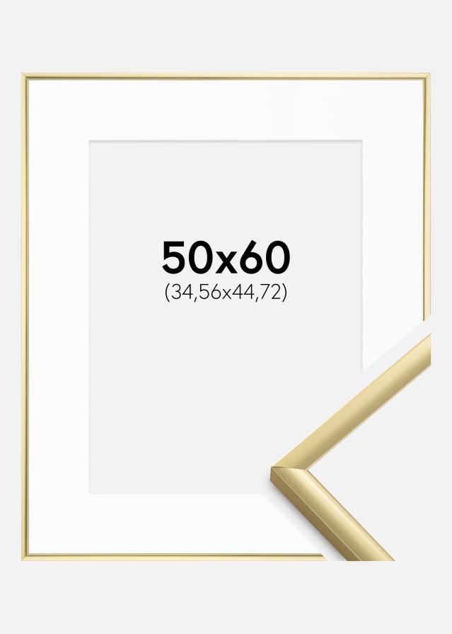 Ram med passepartou Fotolijst New Lifestyle Goud 50x60 cm - Passe-partout Wit 14x18 inches