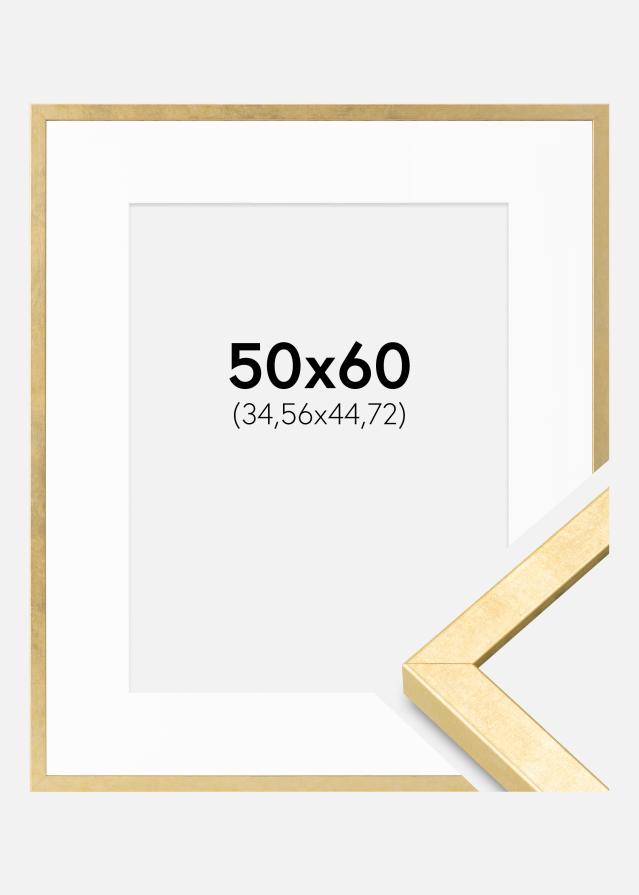Ram med passepartou Fotolijst Ares Goud 50x60 cm - Passe-partout Wit 14x18 inches