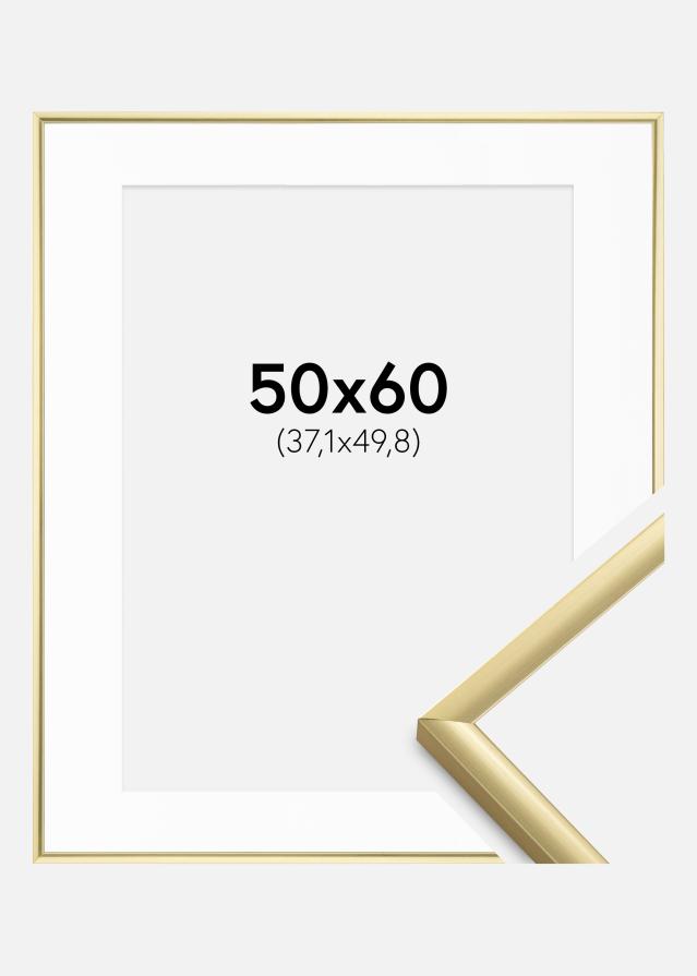 Ram med passepartou Fotolijst New Lifestyle Goud 50x60 cm - Passe-partout Wit 15x20 inches
