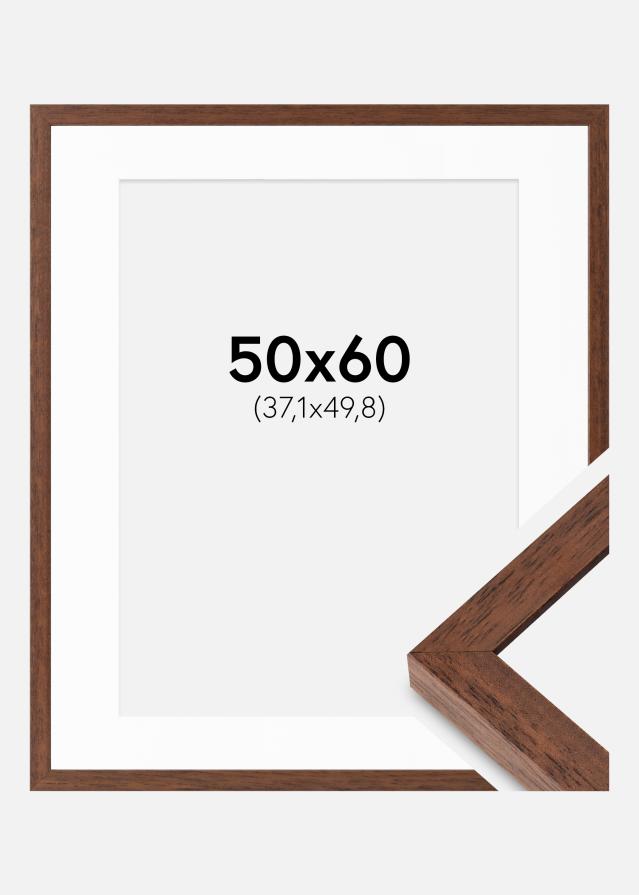 Ram med passepartou Fotolijst Hermes Teak 50x60 cm - Passe-partout Wit 15x20 inches