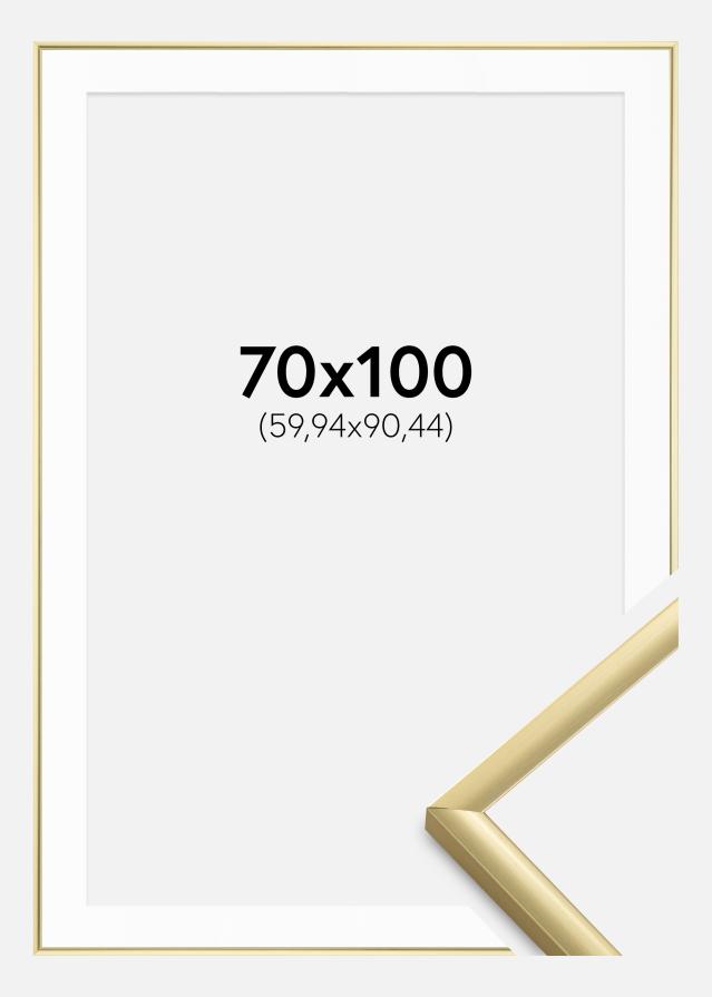 Ram med passepartou Fotolijst New Lifestyle Goud 70x100 cm - Passe-partout Wit 24x36 inches