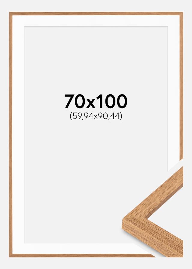Ram med passepartou Fotolijst Modern Teak 70x100 cm - Passe-partout Wit 24x36 inches