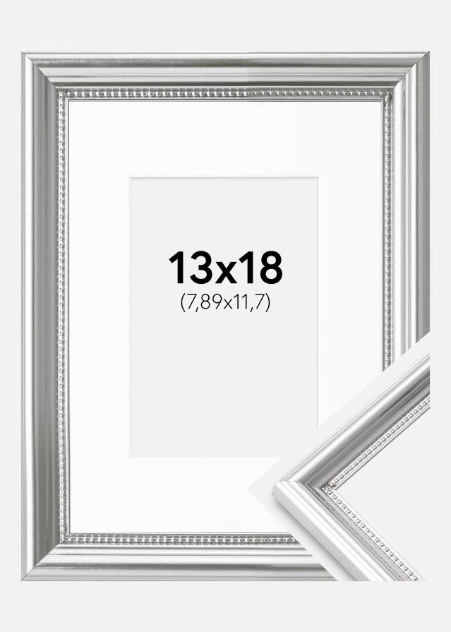 Ram med passepartou Fotolijst Gala Zilver 13x18 cm - Passe-partout Wit 3,5x5 inches