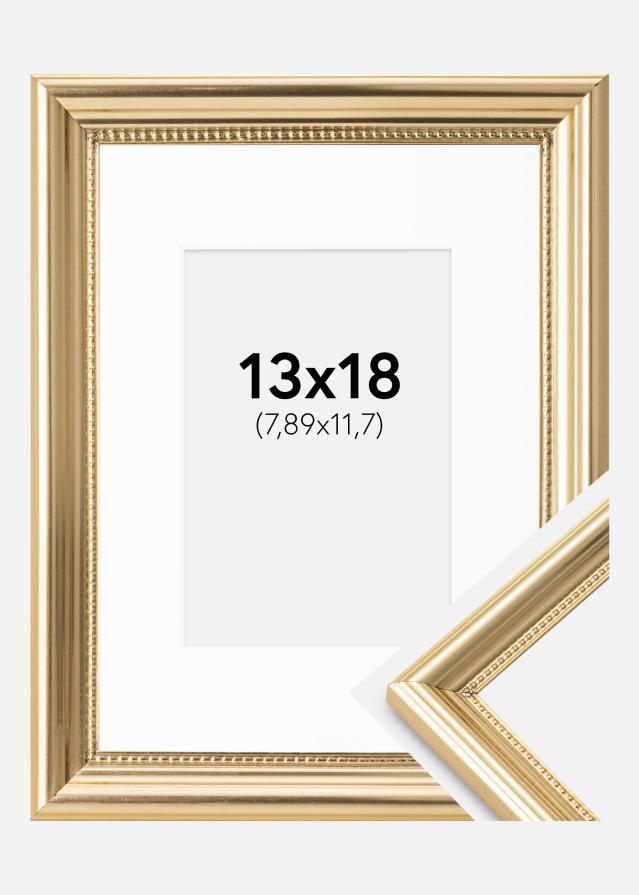 Ram med passepartou Fotolijst Gala Goud 13x18 cm - Passe-partout Wit 3,5x5 inches