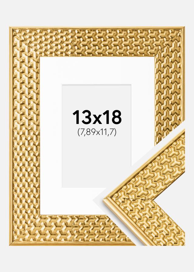 Ram med passepartou Fotolijst Grace Goud 13x18 cm - Passe-partout Wit 3,5x5 inches