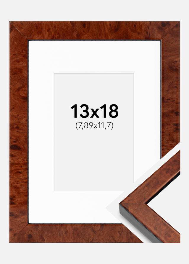 Ram med passepartou Fotolijst Hermes Wortelnotenfineer 13x18 cm - Passe-partout Wit 3,5x5 inches