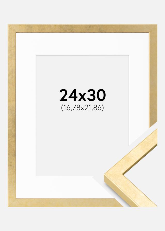 Ram med passepartou Fotolijst Ares Goud 24x30 cm - Passe-partout Wit 7x9 inches