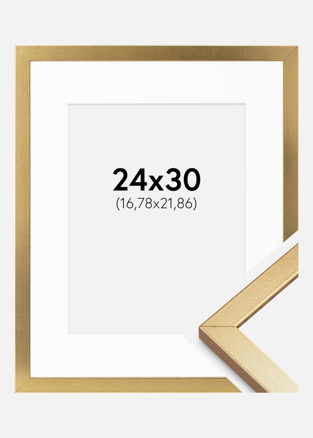 Ram med passepartou Fotolijst Minerva Goud 24x30 cm - Passe-partout Wit 7x9 inches