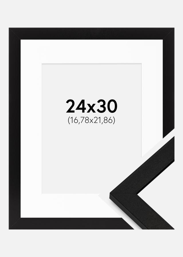 Ram med passepartou Fotolijst BGA Classic Zwart 24x30 cm - Passe-partout Wit 7x9 inches