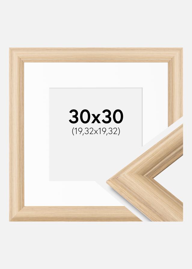 Ram med passepartou Fotolijst Västkusten Eikenhout 30x30 cm - Passe-partout Wit 8x8 inches