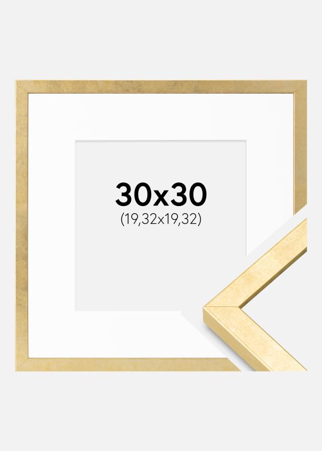 Ram med passepartou Fotolijst Ares Goud 30x30 cm - Passe-partout Wit 8x8 inches