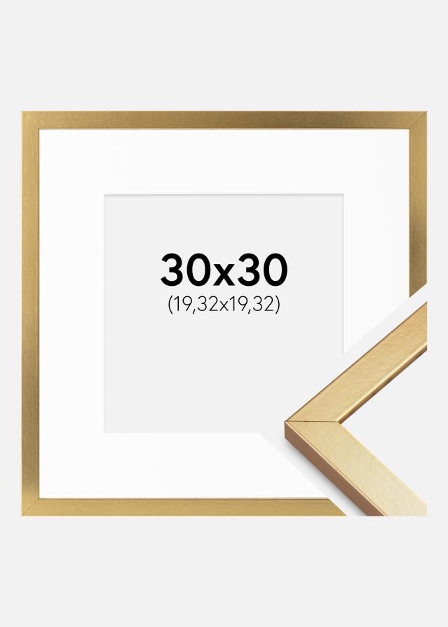 Ram med passepartou Fotolijst Minerva Goud 30x30 cm - Passe-partout Wit 8x8 inches
