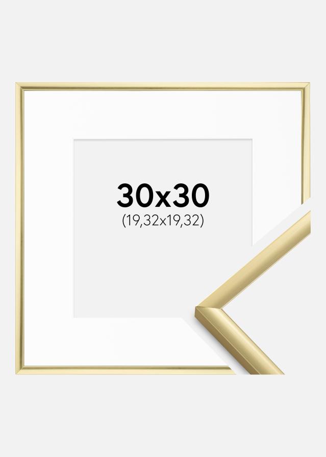 Ram med passepartou Fotolijst New Lifestyle Goud 30x30 cm - Passe-partout Wit 8x8 inches