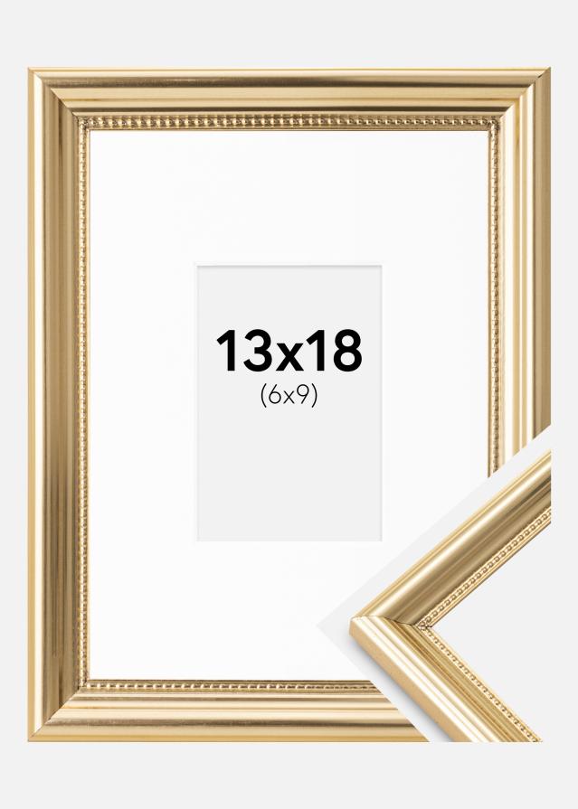 Ram med passepartou Fotolijst Gala Goud 13x18 cm - Passe-partout Wit 7x10 cm