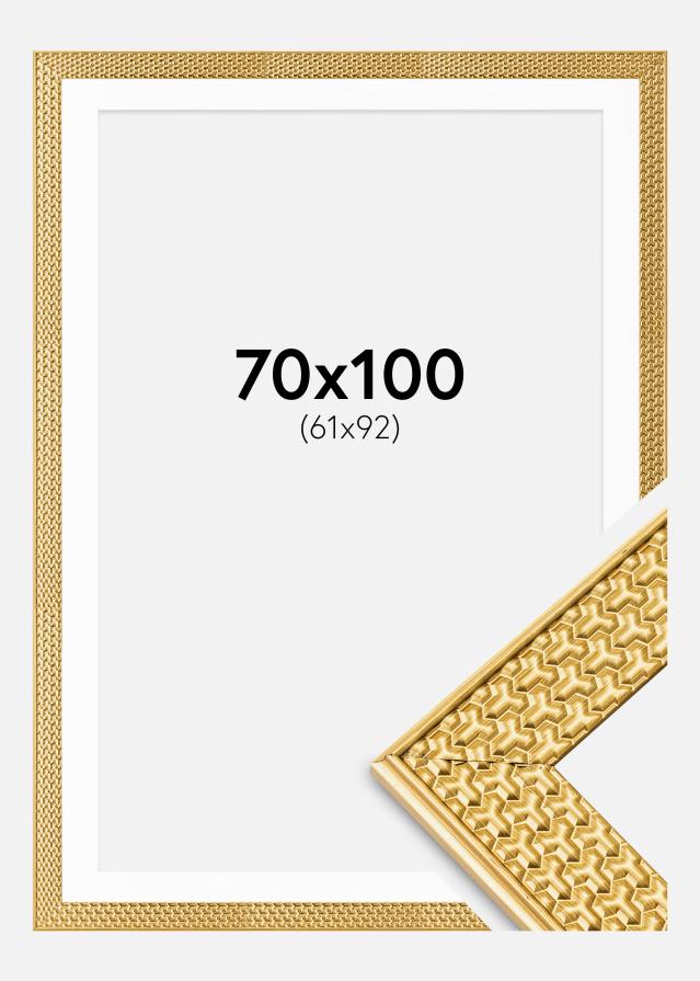 Ram med passepartou Fotolijst Grace Goud 70x100 cm - Passe-partout Wit 62x93 cm