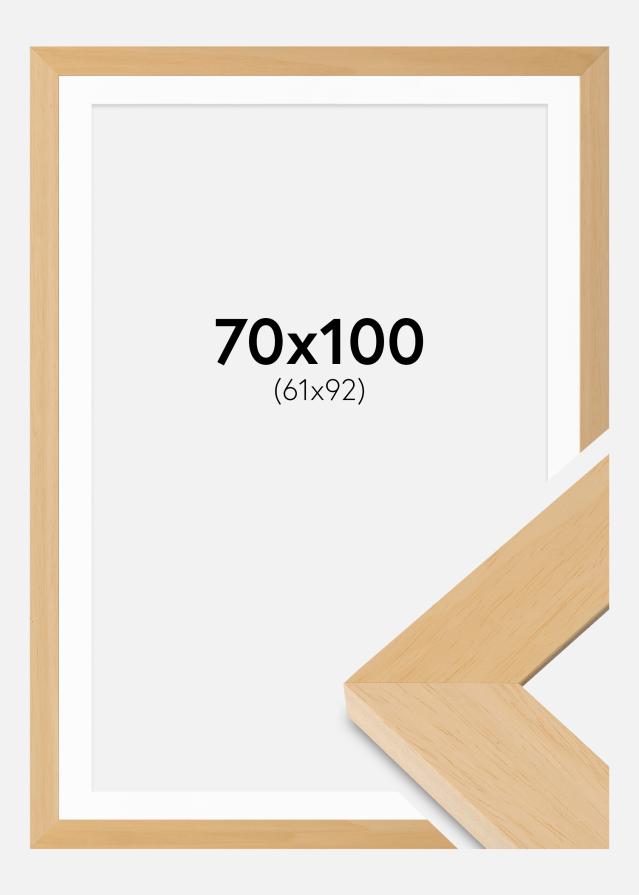 Ram med passepartou Fotolijst Juno Hout 70x100 cm - Passe-partout Wit 62x93 cm